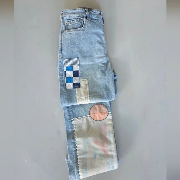 Patchwork Jeans 27 High Rise Light Wash Anthropologie - Picture 7 of 8